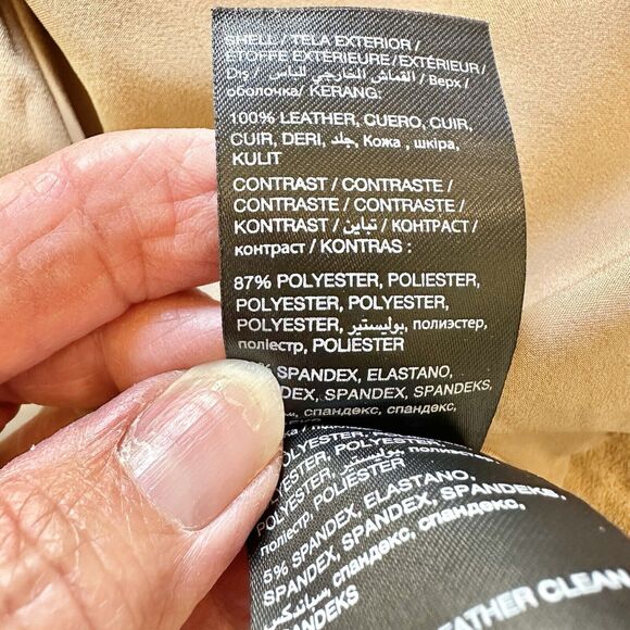 BEBE TAN SUEDE Textured LEATHER ZIP Bomber‎ JACKET COAT SIZE Medium - Picture 13 of 16